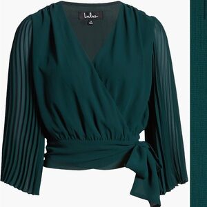 Lulu's Deep Green Wrap Blouse